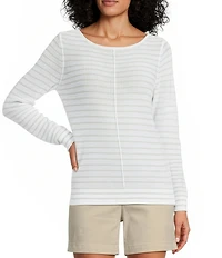 Tommy Bahama Cedar Linen Stripe Bateau Neck Long Sleeve Sweater Top
