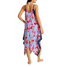 Tommy Bahama Chambray Beach Floral V-Neck Scarf Dress Swim Cover-Up