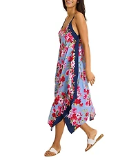 Tommy Bahama Chambray Beach Floral V-Neck Scarf Dress Swim Cover-Up