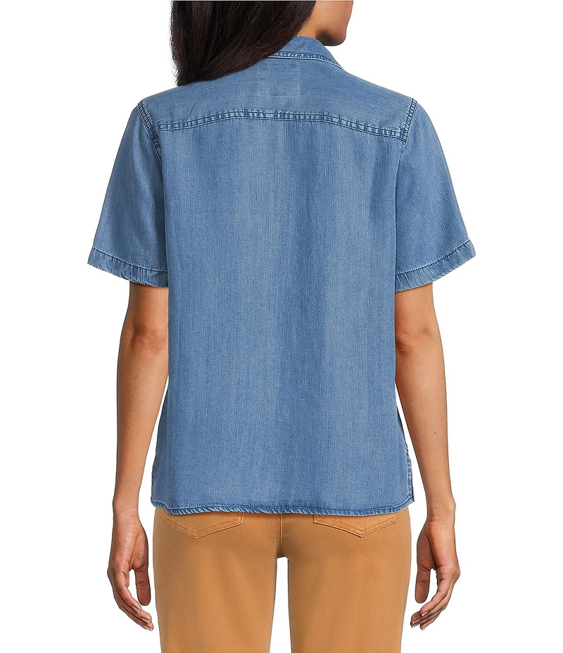 Tommy Bahama Chambray O'Lei Utility Short Sleeve Popover Top