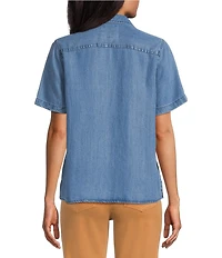 Tommy Bahama Chambray O'Lei Utility Short Sleeve Popover Top