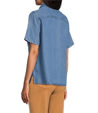 Tommy Bahama Chambray O'Lei Utility Short Sleeve Popover Top