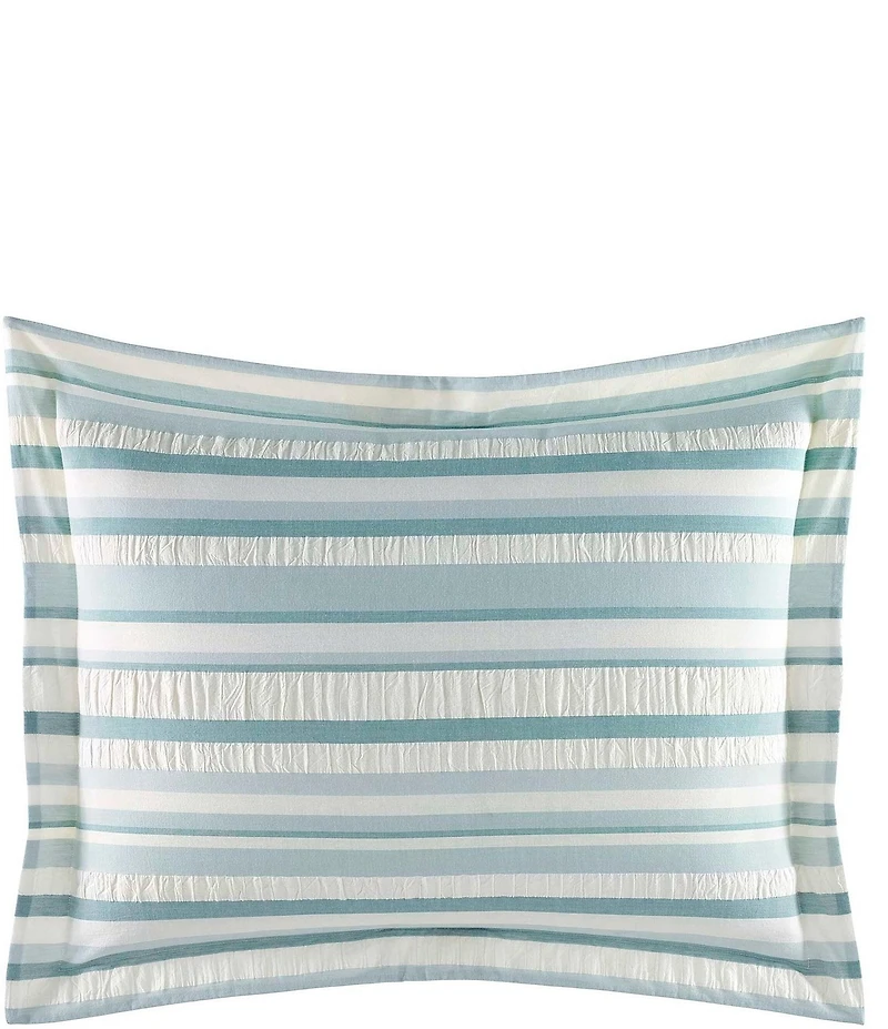 Tommy Bahama Clearwater Cay Striped Seersucker Cotton Reversible Duvet Cover Mini Set