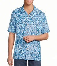 Tommy Bahama Coastal Ease Aqua Flora Short Sleeve Woven Camp Shirt