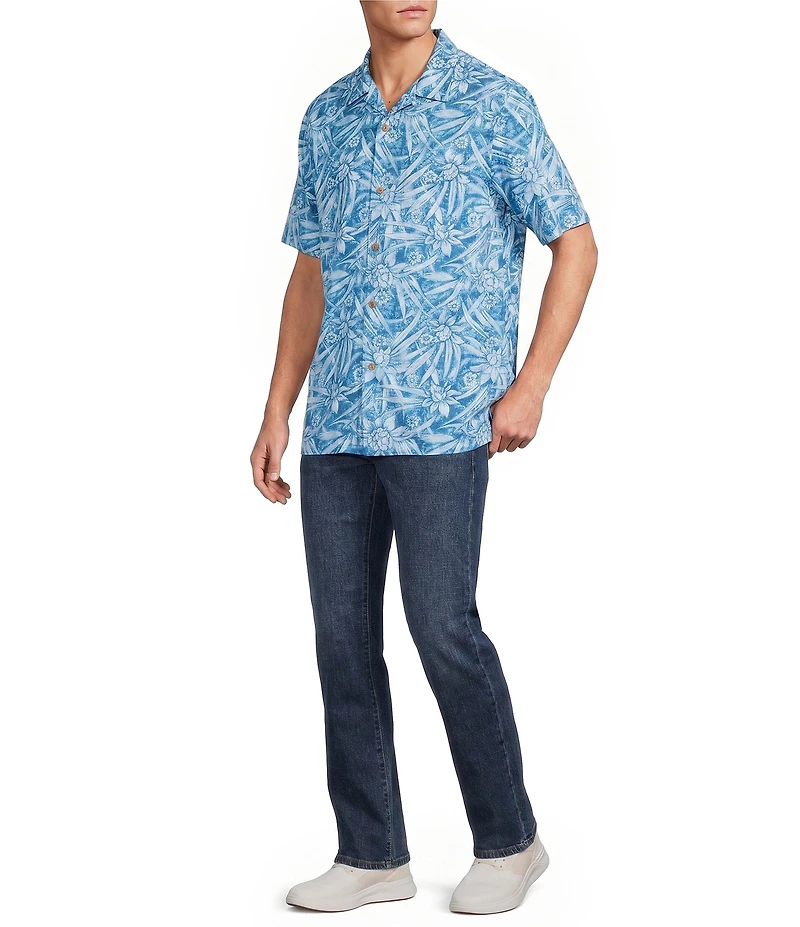 Tommy Bahama Coastal Ease Aqua Flora Short Sleeve Woven Camp Shirt