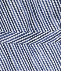 Tommy Bahama Coastal Shores Linen Stripe Surplice V-Neck Sleeveless High Low Ruffle Wrap Midi Dress