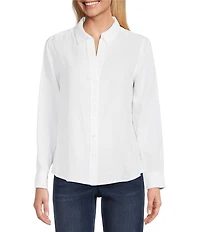 Tommy Bahama Coastalina Linen Point Collar Long Sleeve Button Front Top