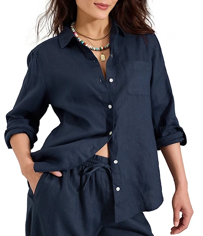 Tommy Bahama Coastalina Linen Relaxed Button Front Top