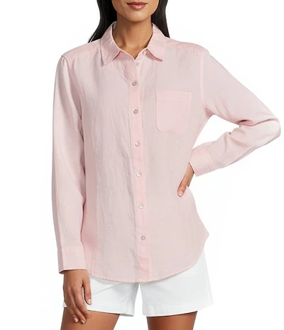 Tommy Bahama Coastalina Linen Relaxed Button Front Top
