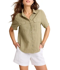 Tommy Bahama Coastalina Point Collar Short Sleeve Button Front Camp Shirt