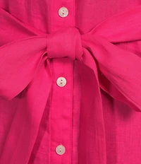 Tommy Bahama Coastalina Point Collar Short Sleeve Linen Midi A-Line Shirt Dress