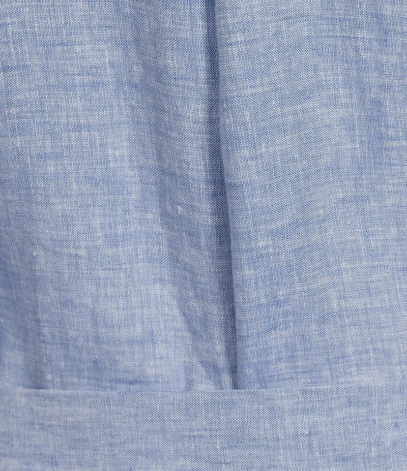 Tommy Bahama Coastalina Solid Cross Dyed Linen Plain Weave Point Collared Popover Midi Dress