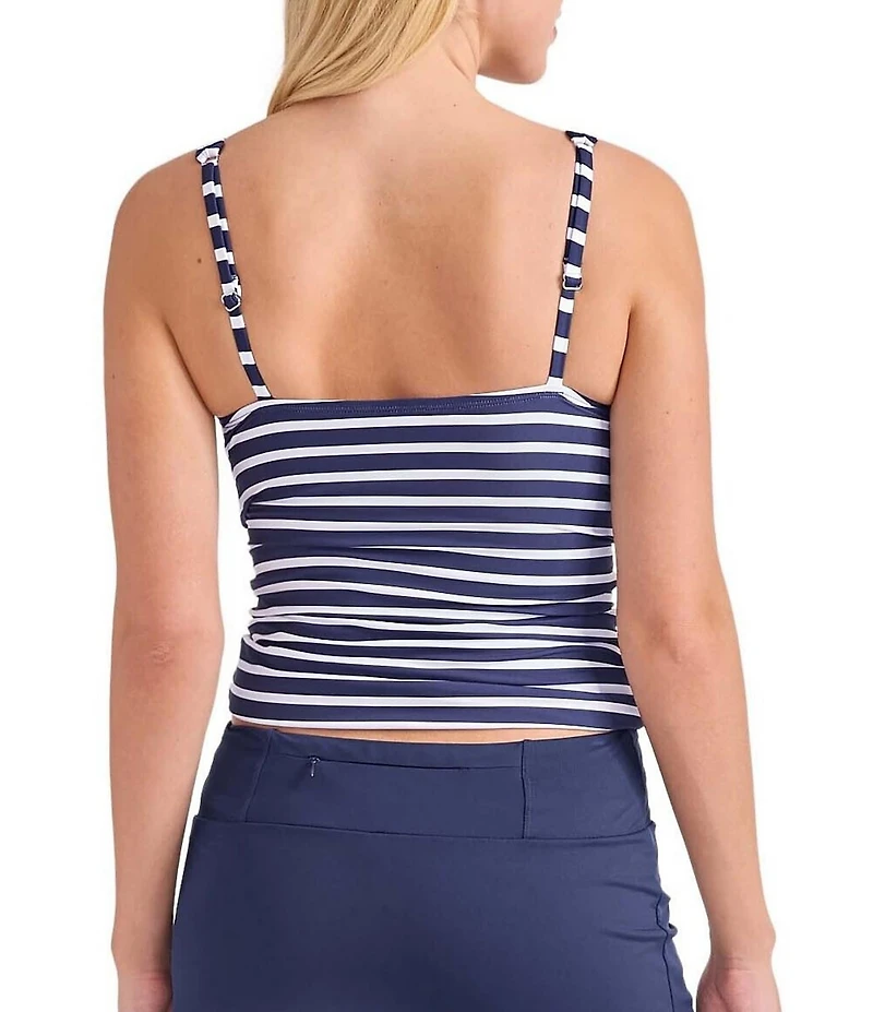 Tommy Bahama Coastline Stripe Front Twist Underwire Tummy Control Tankini Swim Top