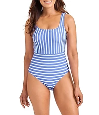 Tommy Bahama Coastline Stripe Reversible Scoop Neck Tank One Piece Swimsuit