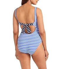 Tommy Bahama Coastline Stripe Reversible Scoop Neck Tank One Piece Swimsuit