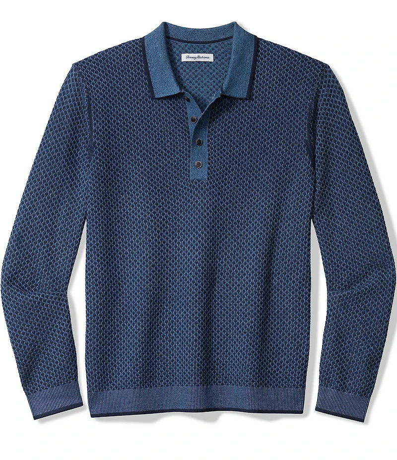 Tommy Bahama Coolside Valley Vinyard Textured Long Sleeve Polo Shirt