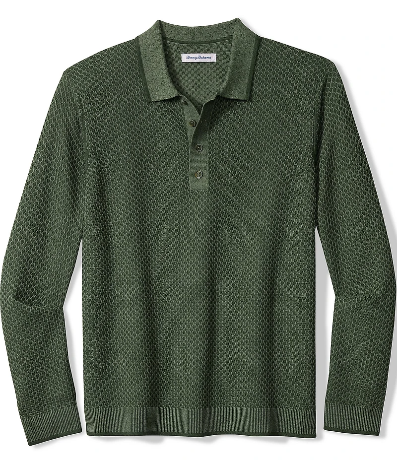 Tommy Bahama Coolside Valley Vinyard Textured Long Sleeve Polo Shirt