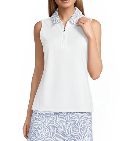 Tommy Bahama Coordinating IslandZone® Aubrey Porto Fronds Quarter Zip Sleeveless Top
