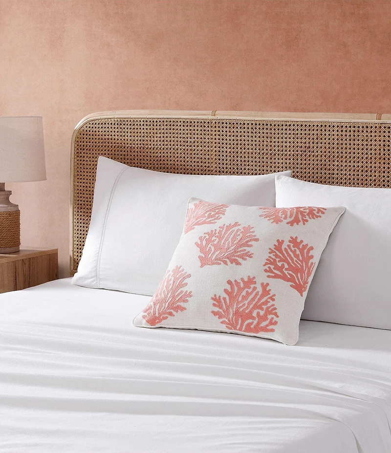 Tommy Bahama Coral Island Embroidery Textured Square Throw Pillow