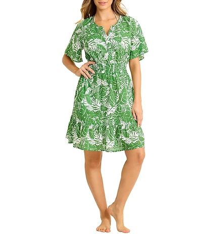 Tommy Bahama Costa Verde Split V-Neck Swim Cover-Up Dress