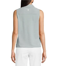 Tommy Bahama Costa Wave Double Dyed Seersucker Polo Collar Sleeveless Top