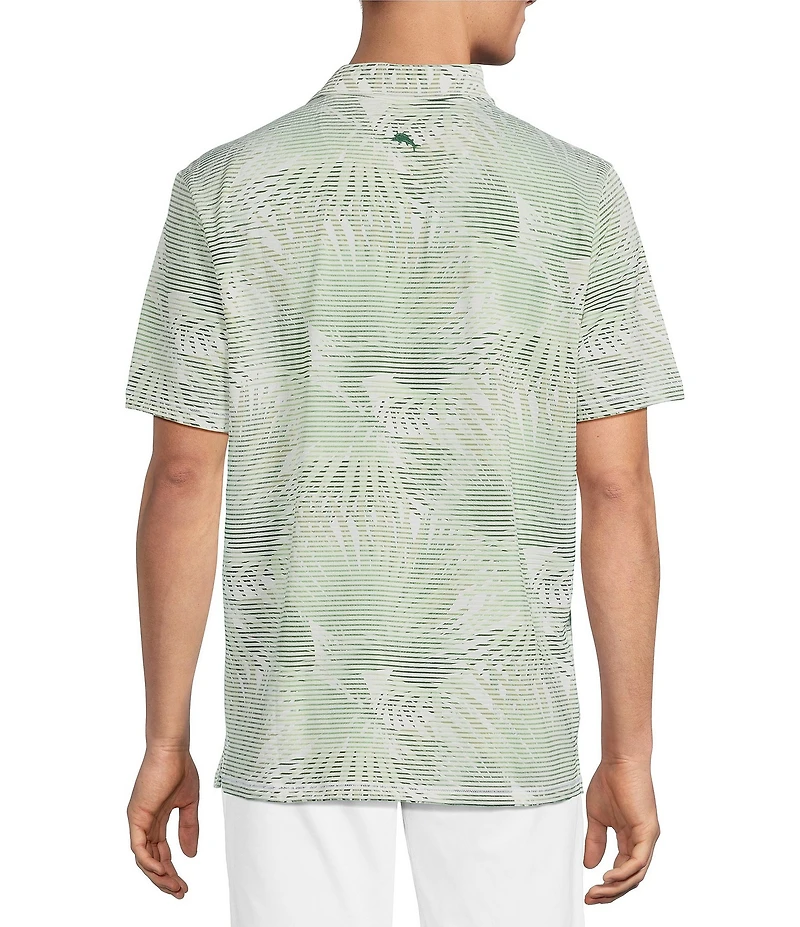 Tommy Bahama Costa Wave Fiore Fronds Tropical Short Sleeve Knit Polo Shirt