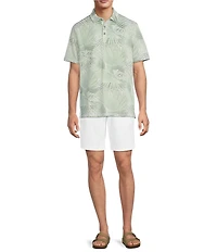 Tommy Bahama Costa Wave Fiore Fronds Tropical Short Sleeve Knit Polo Shirt