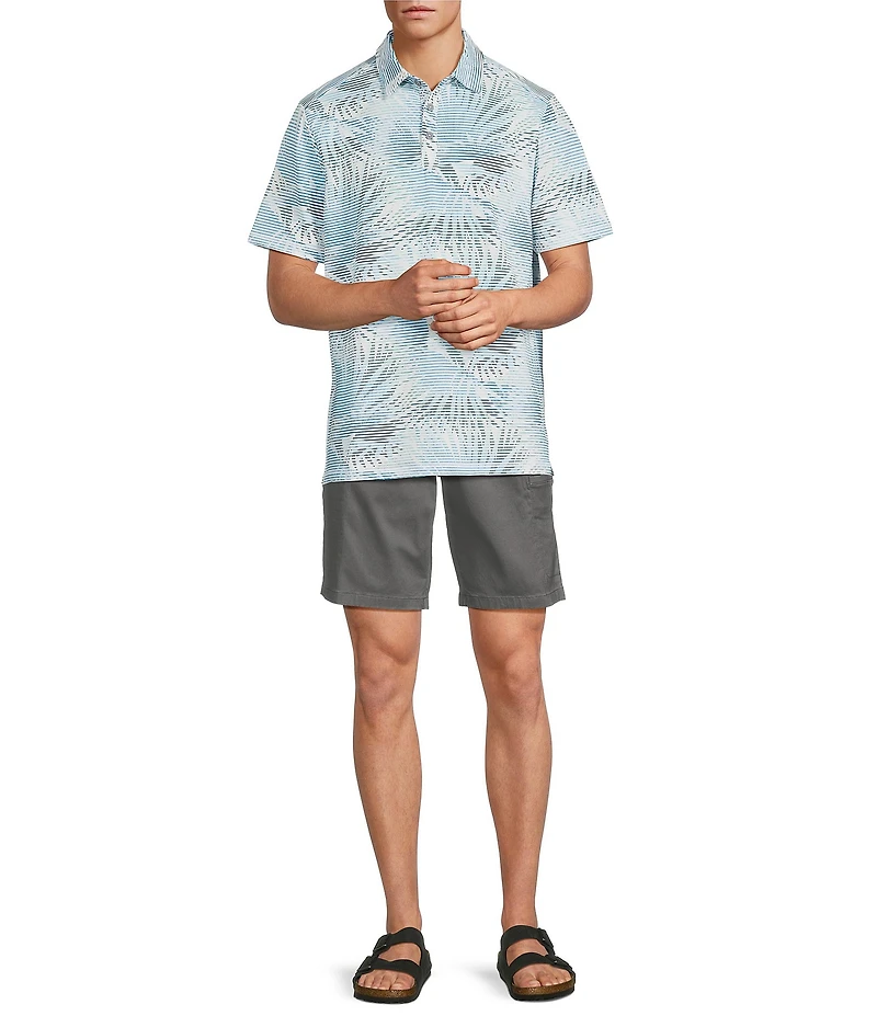 Tommy Bahama Costa Wave Fiore Fronds Tropical Short Sleeve Knit Polo Shirt