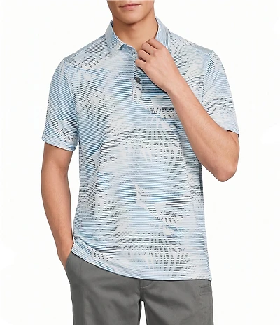 Tommy Bahama Costa Wave Fiore Fronds Tropical Short Sleeve Knit Polo Shirt