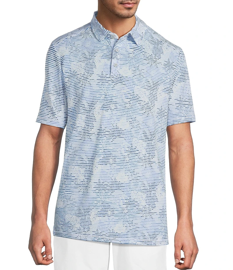 Tommy Bahama Costa Wave Palm Azul Short Sleeve Knit Polo Shirt