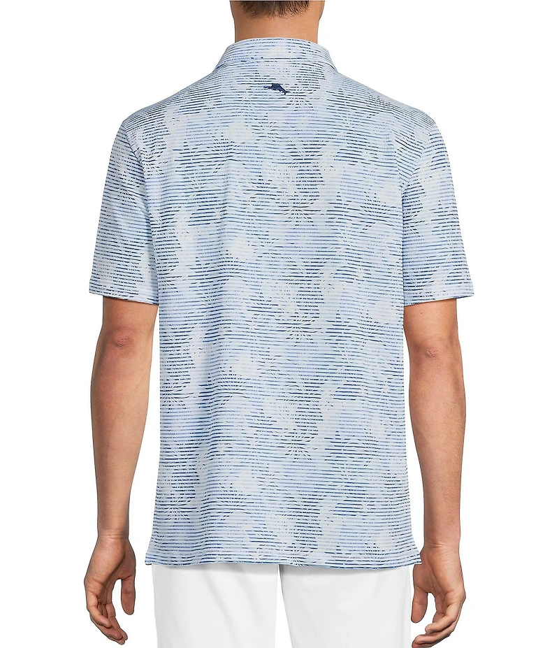 Tommy Bahama Costa Wave Palm Azul Short Sleeve Knit Polo Shirt