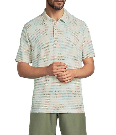 Tommy Bahama Costa Wave Palm Azul Short Sleeve Knit Polo Shirt