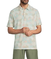 Tommy Bahama Costa Wave Palm Azul Short Sleeve Knit Polo Shirt
