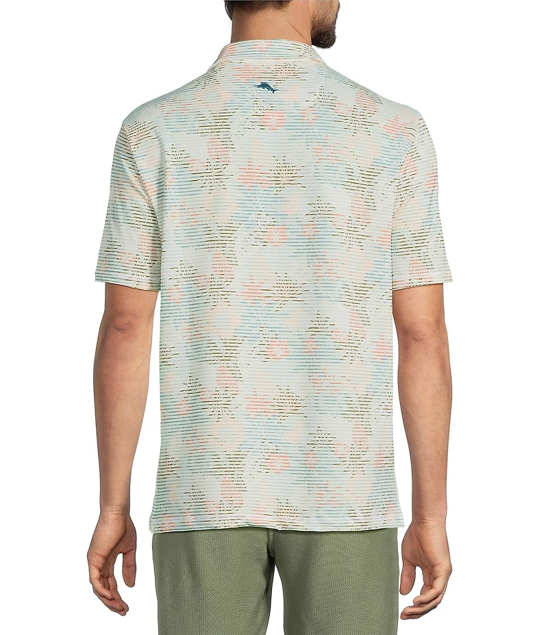 Tommy Bahama Costa Wave Palm Azul Short Sleeve Knit Polo Shirt