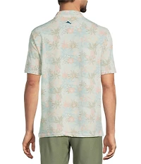 Tommy Bahama Costa Wave Palm Azul Short Sleeve Knit Polo Shirt