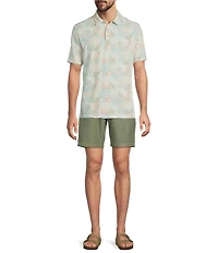 Tommy Bahama Costa Wave Palm Azul Short Sleeve Knit Polo Shirt