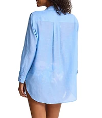 Tommy Bahama Cotton Voile Relaxed Boyfriend Shirt Swim Cover-Up