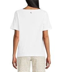 Tommy Bahama Crochet Pineapple Knit Crew Neck Short Sleeve Tee