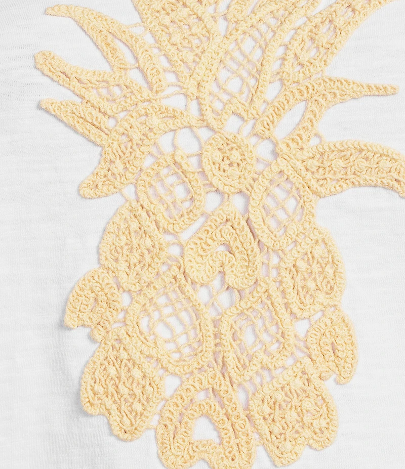 Tommy Bahama Crochet Pineapple Knit Crew Neck Short Sleeve Tee