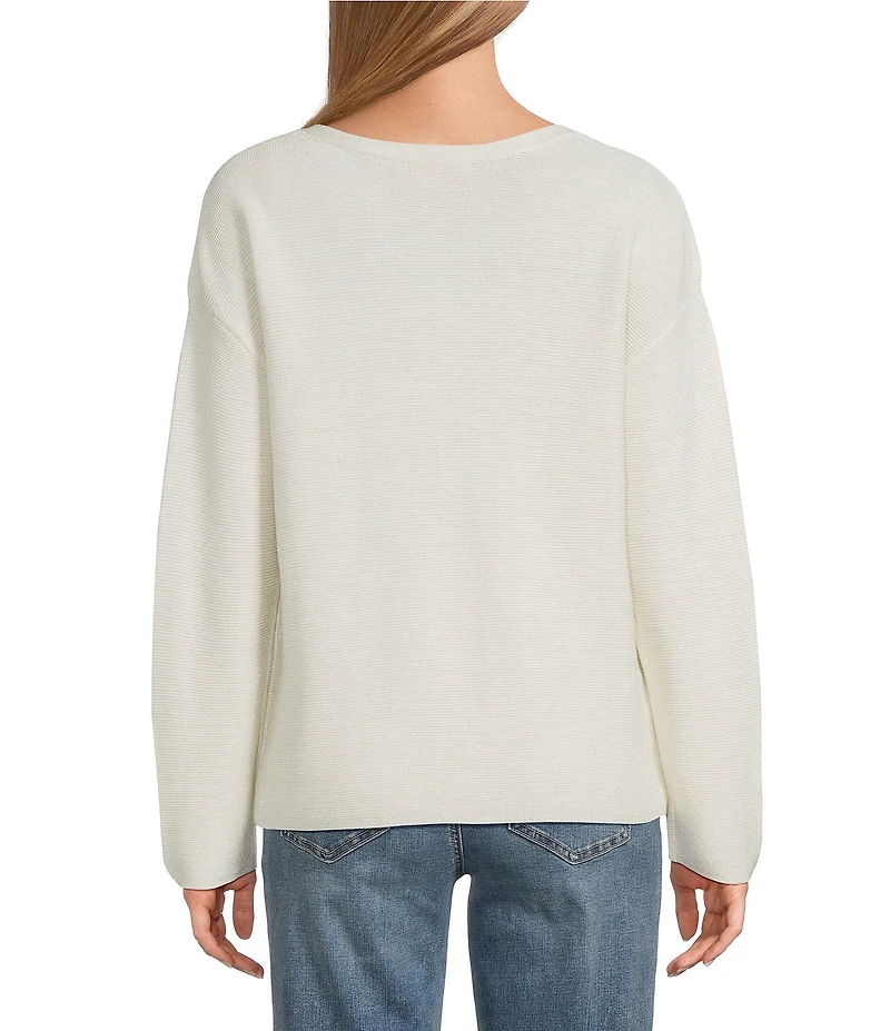 Tommy Bahama Crystal Sands Bateau Neck Long Sleeve Sequin Embellished Sweater