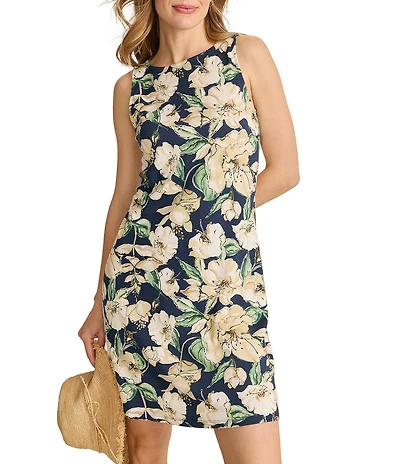 Tommy Bahama Darcy Floral Gardens Jewel Neck Sleeveless Dress