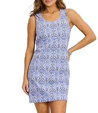 Tommy Bahama Darcy Noble Pineapple Scoop Neck Sleeveless Shift Dress