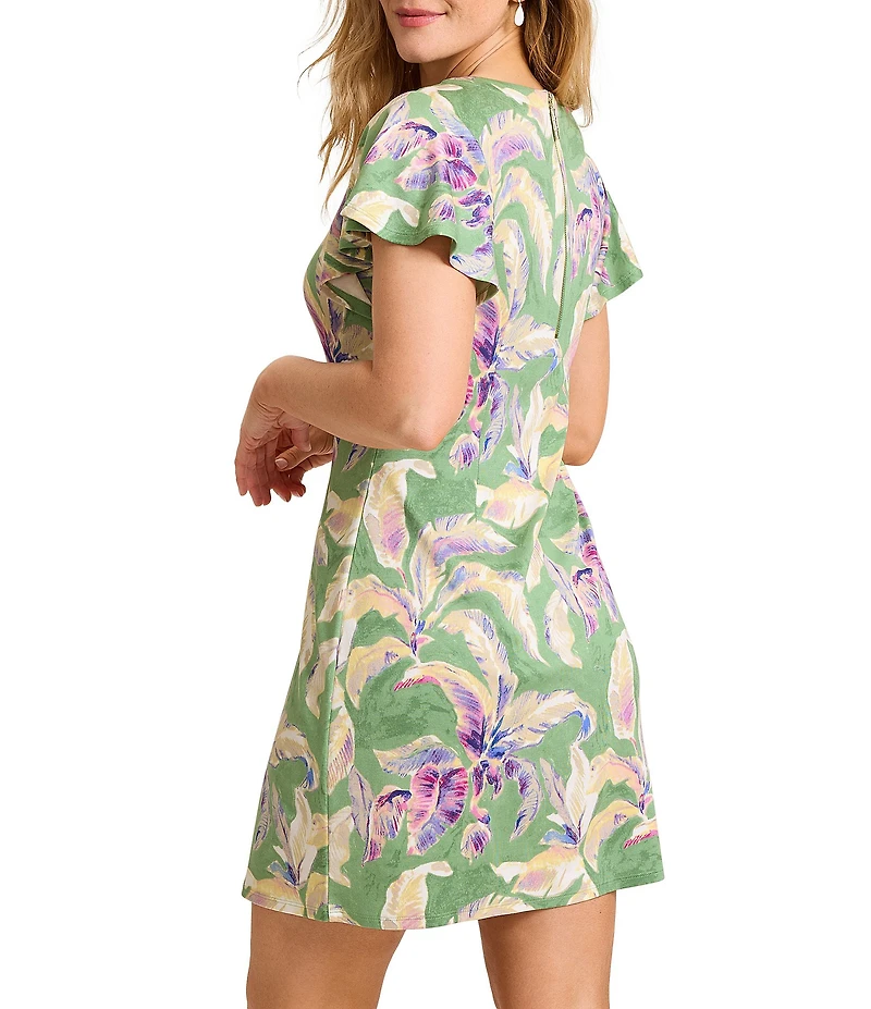 Tommy Bahama Darcy Norte Bloom V-Neck Short Flutter Sleeve Dress