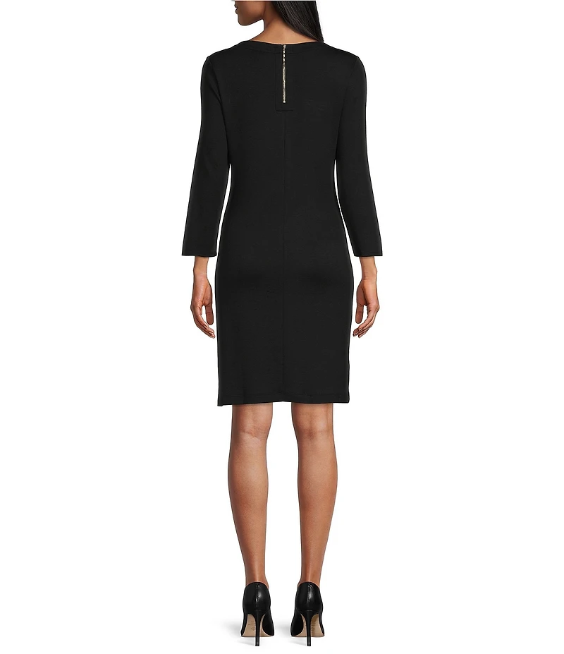 Tommy Bahama Darcy Ponte Knit Round Neck 3/4 Sleeve Shift Dress