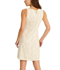Tommy Bahama Darcy Seaside Sketch Ponte Boat Neck Sleeveless Sheath Dress