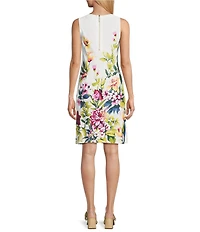 Tommy Bahama Darcy Verde Bloom Printed Drapery Ponte Jersey V-Neck Sleeveless Sheath Dress