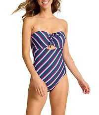 Tommy Bahama Deep Sea Stripe Tummy Control Bandeau One Piece Swimsuit