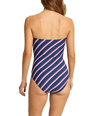 Tommy Bahama Deep Sea Stripe Tummy Control Bandeau One Piece Swimsuit