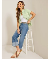 Tommy Bahama Denim Relaxed Turn Up Cuff Cropped Straight Leg Jeans