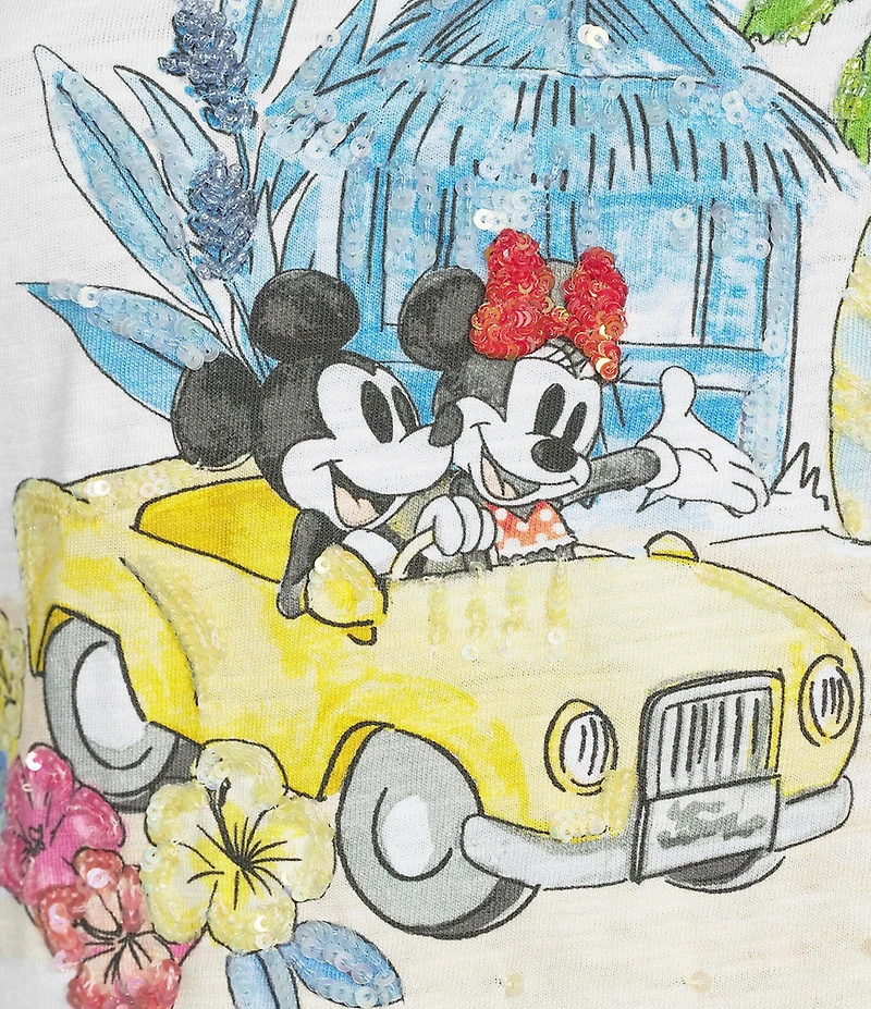 Tommy Bahama Disney Friends On The Move Linen Scoop Neck Short Sleeve Tee